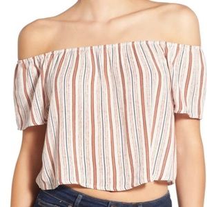 Ten Sixty Sherman Off The Shoulder Striped Crop Top | Medium